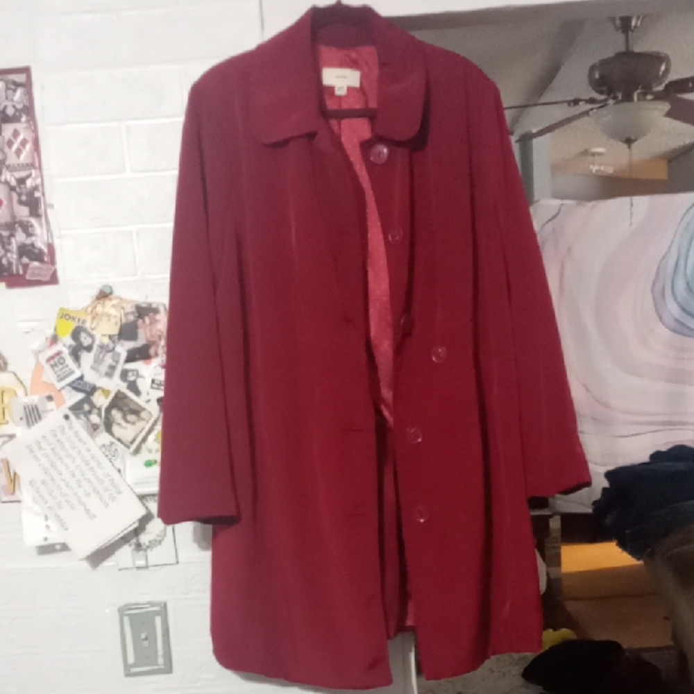 Merona Burgundy Polka Dot Lined Jacket